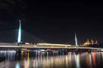 Fototapeta na wymiar The Golden Horn Metro Bridge in Istanbul, Turkey.