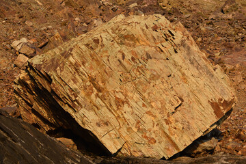 Eroded boulder on a cliff at Tregardock Beach Cornwall