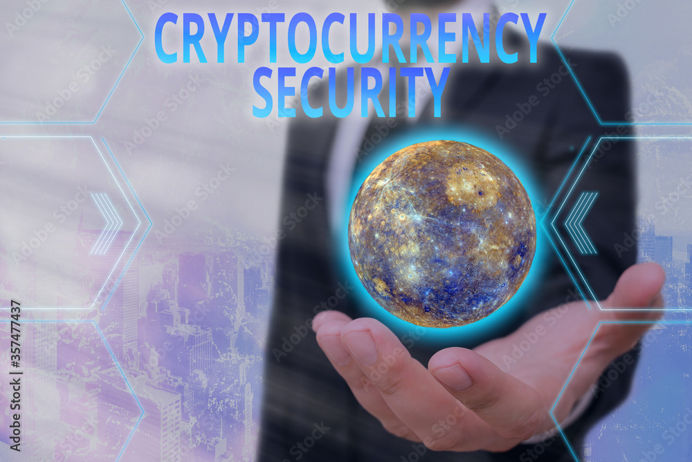 Aufkleber handwriting text cryptocurrency security. conceptual photo prevent unauthorized digital money transa