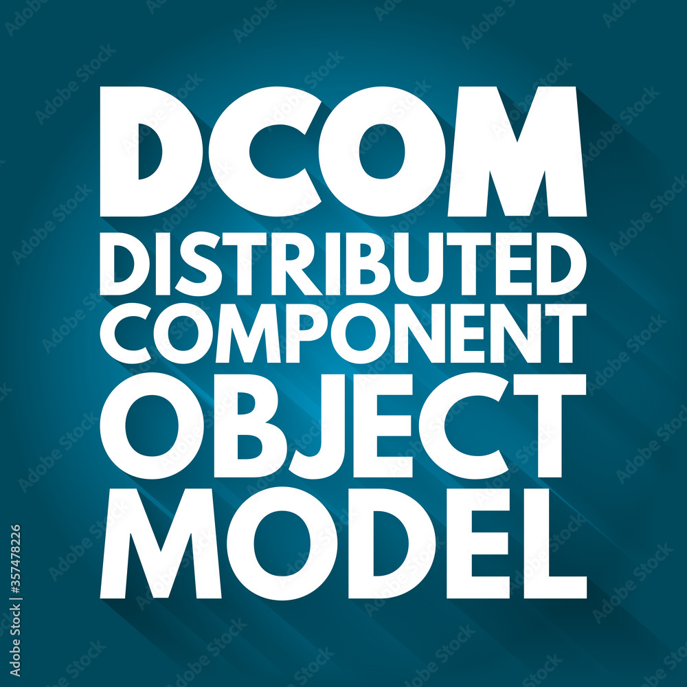 Poster dcom - distributed component object model acronym, technology concept background