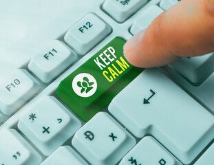 Handwriting text writing Keep Calm. Conceptual photo remain composure over situations with fewer...