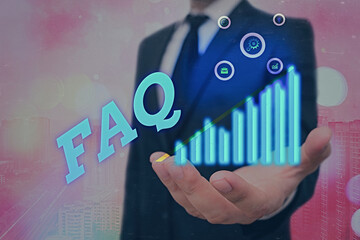 Word writing text Faq. Business photo showcasing list of frequently asked questions and answers on...