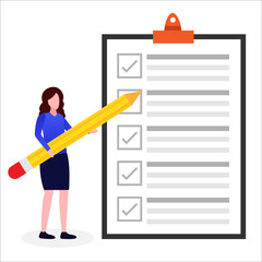 someone is reviewing a list