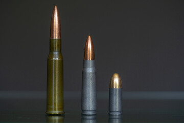 Various Cartridges (Left to right:  7.62x54R,  7.62.39, 9mm)