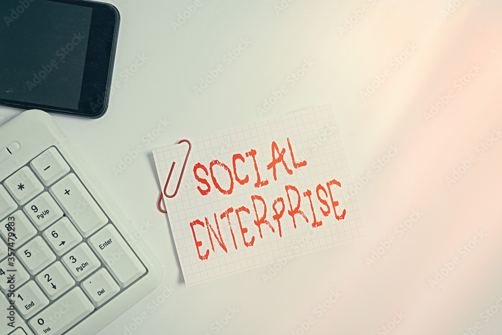 Aufkleber handwriting text social enterprise. conceptual photo it is a business that has specific civil object