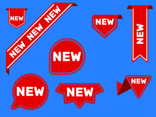 New red corners and business ribbons templates set, 3d realistic vector illustration isolated on white background. Brochure page divider and banner edge tag or label.