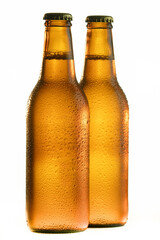 Ice cold beers with white background