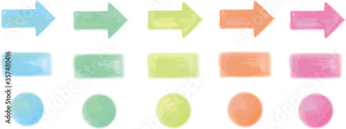 素材 水彩風の矢印と丸と四角のベクターイラスト Wall Mural Skyflower