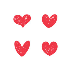 Hand drawn hearts. Set of Heart doodles for valentine's day design or wedding card invitation.