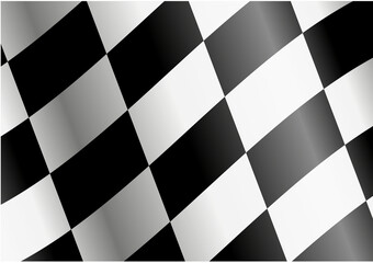 Bandera de cuadros blancos y negros de la meta de una carrera.