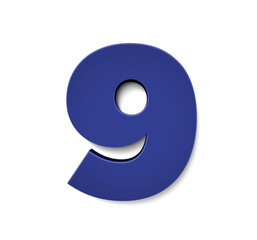 3d blue number 9 nine