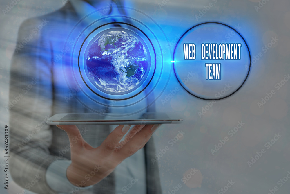 Poster writing note showing web development team. business concept for in control of all the processes thro