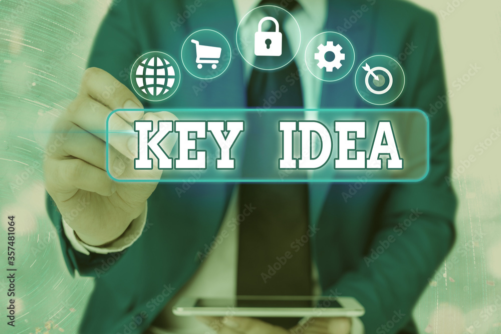 Poster writing note showing key idea. business concept for the central thought which is the most important 