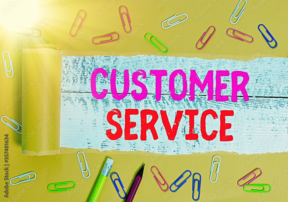 Poster text sign showing customer service. business photo text direct interaction with the consumers offeri