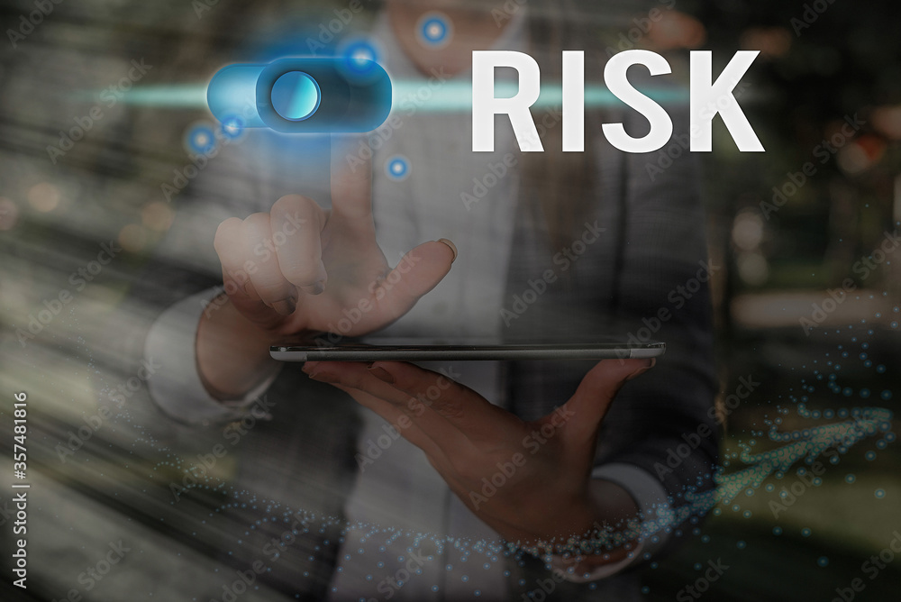 Poster text sign showing risk. business photo text implies future uncertainty about deviation from expected
