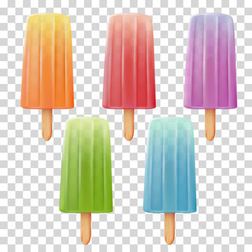 Realistic popsicle icons collection on transparent background - vector eps10 illustration