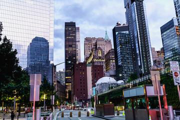 Obraz premium Times Square at night. New York skyscrappers. Lights of NYC. Architecture of America. Skyscrapers of New York. High rise architecture buildings in Manhattan.