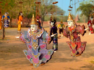 Myanmar string puppet for sale at a temple in Bagan