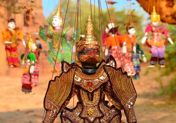 Myanmar string puppet for sale at a temple in Bagan