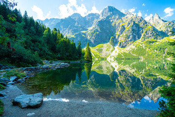 beautiful Morskie Oko lake ("Eye of the Sea") in High Tatra mountain, Poland © lukaszimilena