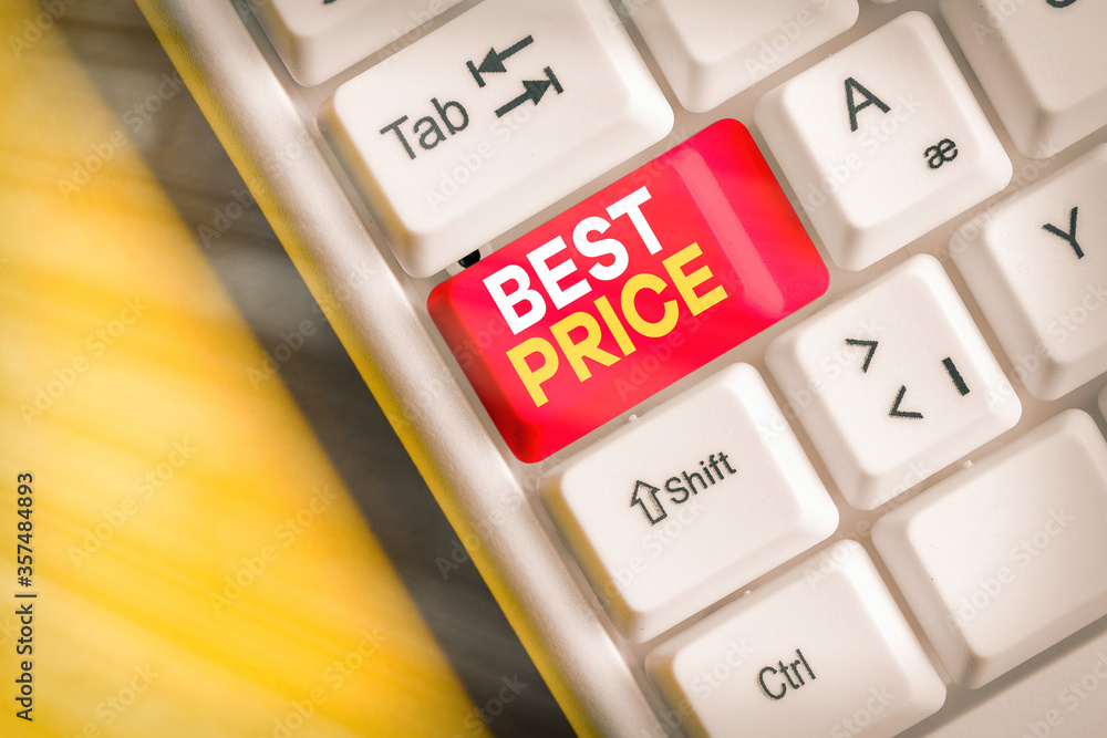 Poster conceptual hand writing showing best price. concept meaning the most considerate cost of a product g