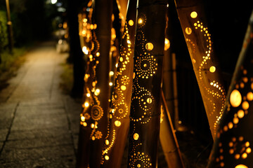 Obraz premium 静岡県伊東市の竹灯り