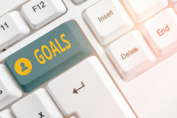 Word writing text Goals. Business photo showcasing desired result that an individual envision plan...