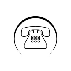 Telephone icon in a flat design isolated on white background