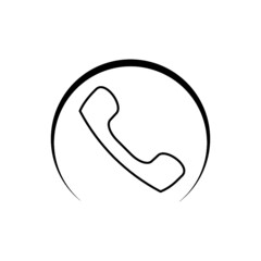 Telephone icon in a flat design isolated on white background