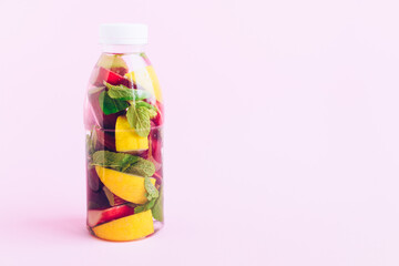 Bottle of detox water with rhubarb