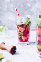 Summer refreshing drink with rhubarb