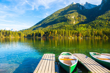 hintersee lake in Bavarian Alps in Berchtesgaden, Germany