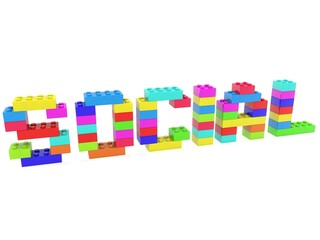SOCIAL concept on white from toy bricks of different colors