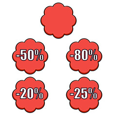 Set of discount labels in red classic flower pattern. Place it on your websites, products or advertisments.