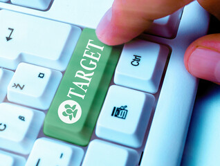 Text sign showing Target. Business photo text something at which someone is aiming a weapon or...