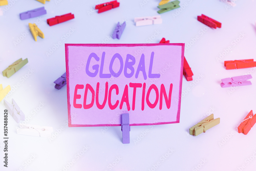 Poster writing note showing global education. business concept for interdisciplinary approach to learning c