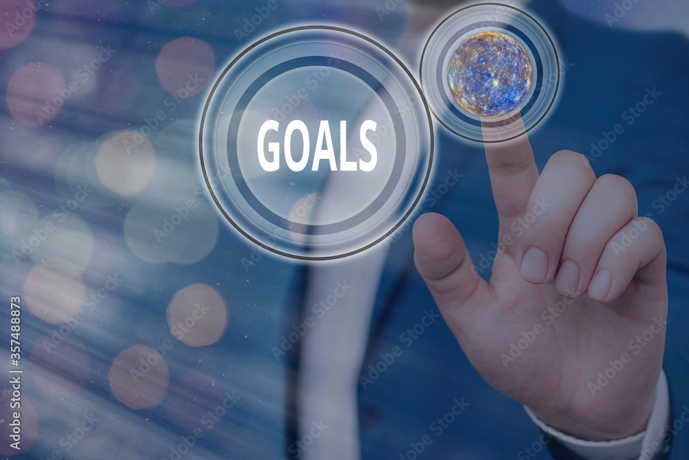 Poster writing note showing goals. business concept for desired result that an individual envision plan and
