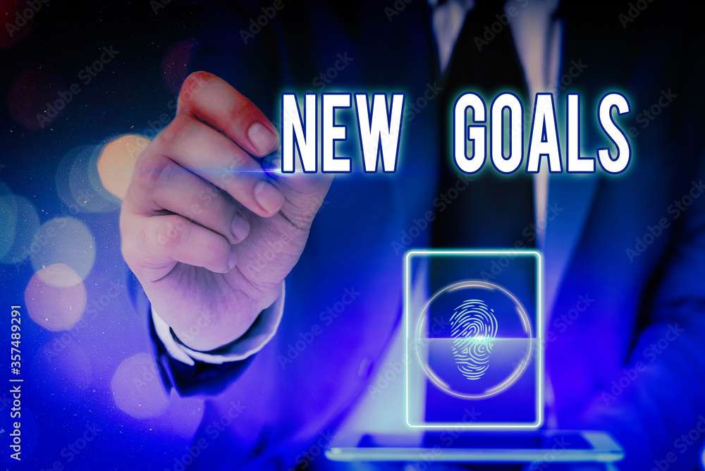 Poster writing note showing new goals. business concept for a list of clearlydefined plans that an individu