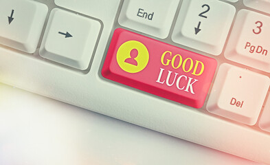 Conceptual hand writing showing Good Luck. Concept meaning expressing hope for someone to be...