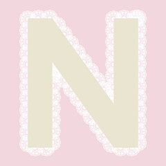 Vector lacy letter N for elegant lettering and children's products.