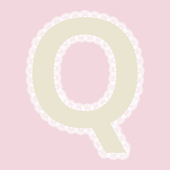 Vector lacy letter Q for elegant lettering and children's products.