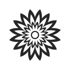 Flower icon. Black contour silhouette. Line drawing. Vector flat graphic illustration. Isolated object on a white background. Isolate.