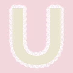 Vector lacy letter U for elegant lettering and children's products.