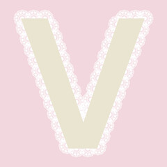 Vector lacy letter V for elegant lettering and children's products.