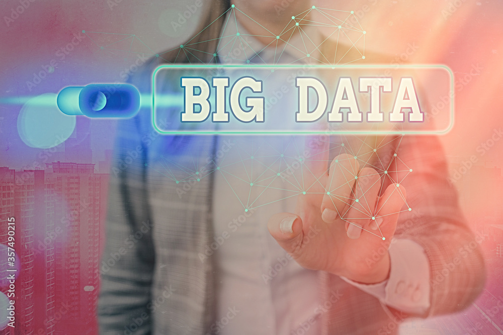 Poster word writing text big data. business photo showcasing dealing with the accessibility of extremely la