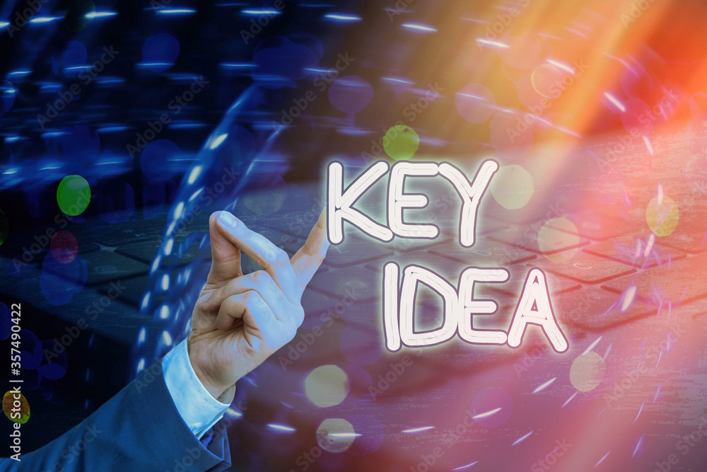 Poster conceptual hand writing showing key idea. concept meaning the central thought which is the most impo