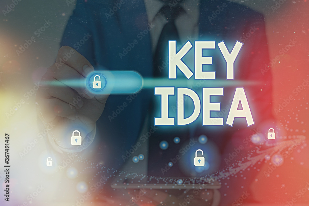 Poster conceptual hand writing showing key idea. concept meaning the central thought which is the most impo