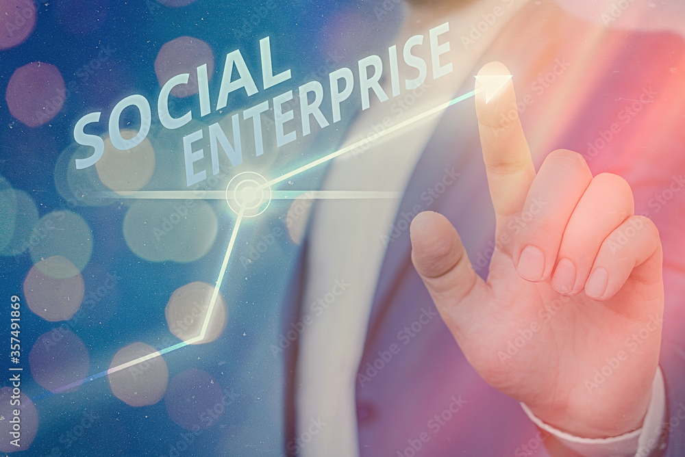 Poster writing note showing social enterprise. business concept for it is a business that has specific civi