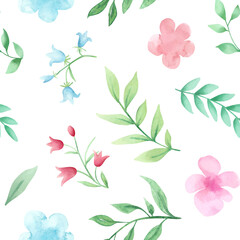 Hand drawn watercolor floral pattern. Watercolor flowers