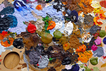 colorful artist palette with many different colors 